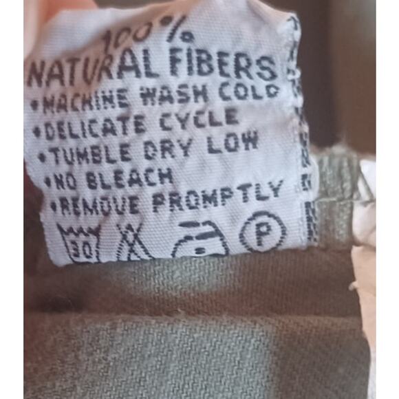 Vintage Transport 100% Cotton Shorts Green Floral, Paper Bag Waist Women's Large - Picture 7 of 8